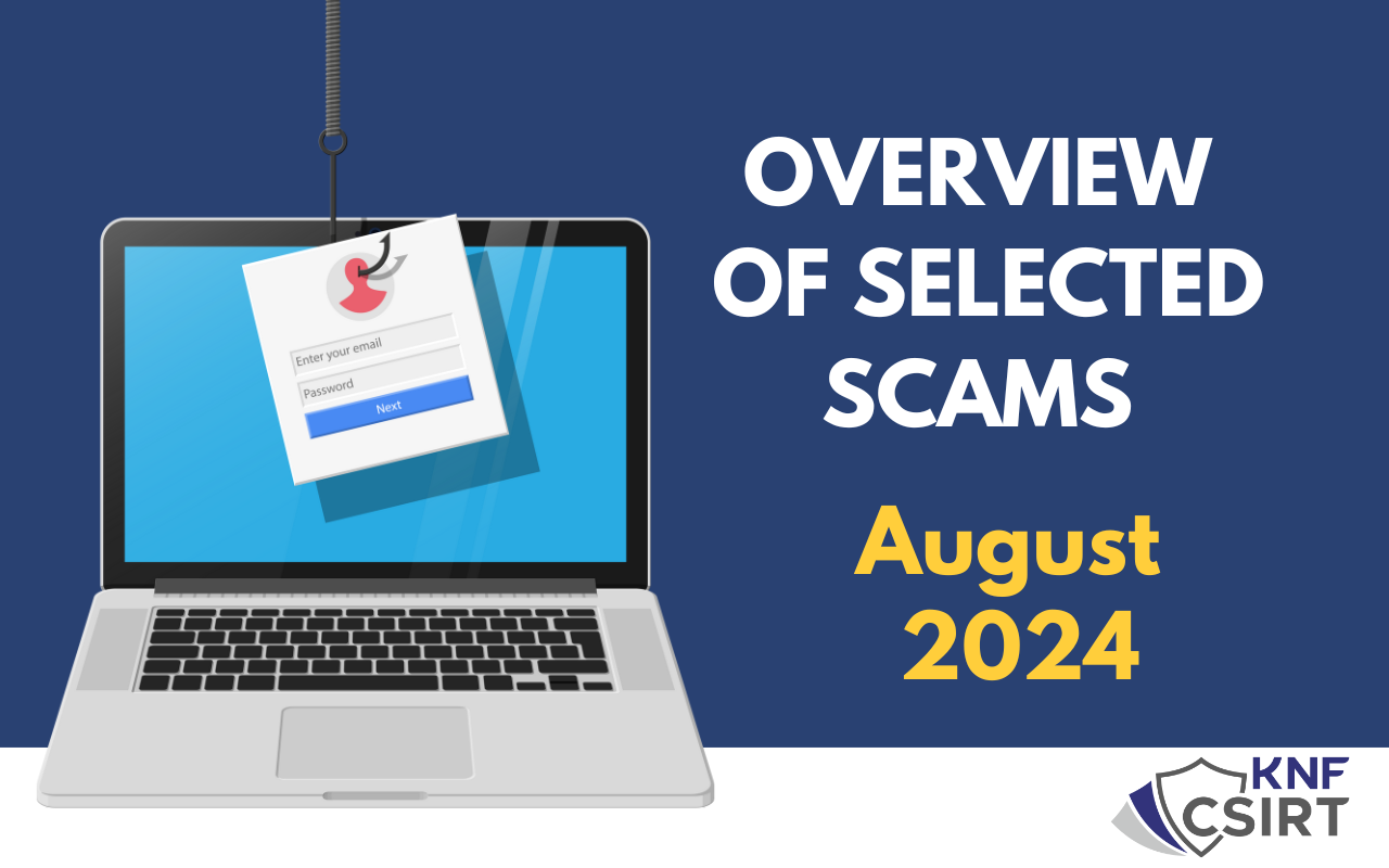 Overview of selected scams - August 2024